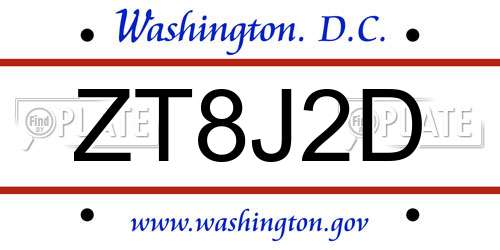ZT8J2D District Of Columbia License Plate