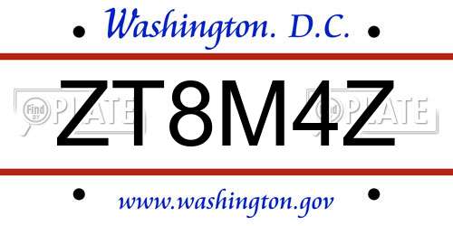 ZT8M4Z District Of Columbia License Plate
