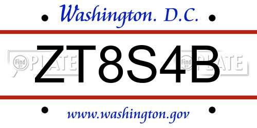 ZT8S4B District Of Columbia License Plate