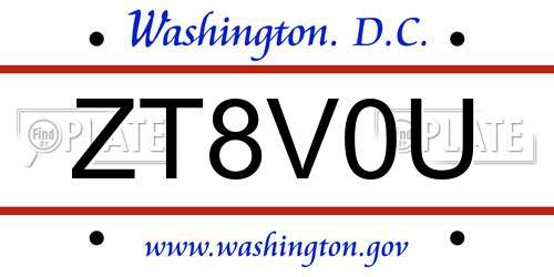 ZT8V0U District Of Columbia License Plate