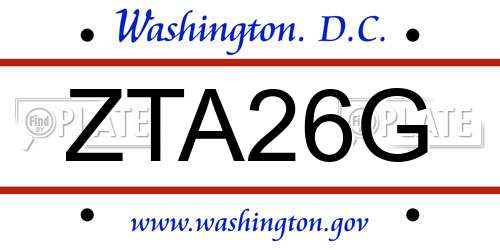 ZTA26G District Of Columbia License Plate