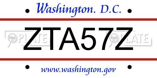 ZTA57Z District Of Columbia License Plate