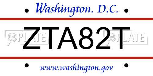ZTA82T District Of Columbia License Plate