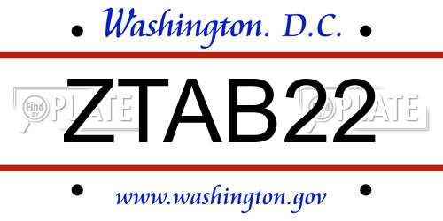 ZTAB22 District Of Columbia License Plate