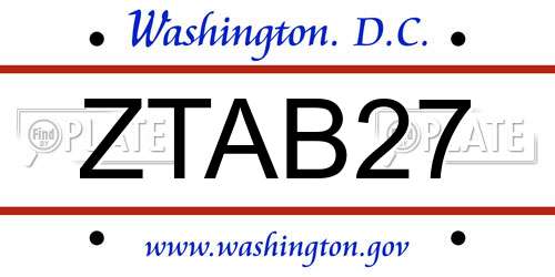 ZTAB27 District Of Columbia License Plate