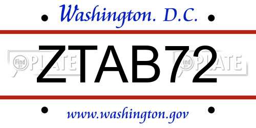 ZTAB72 District Of Columbia License Plate