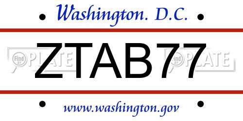 ZTAB77 District Of Columbia License Plate