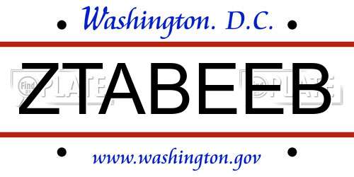 ZTABEEB District Of Columbia License Plate