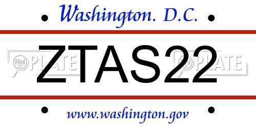 ZTAS22 District Of Columbia License Plate