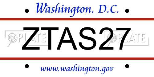 ZTAS27 District Of Columbia License Plate
