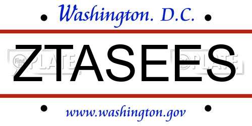 ZTASEES District Of Columbia License Plate