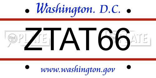 ZTAT66 District Of Columbia License Plate