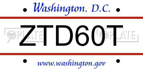 ZTD60T District Of Columbia License Plate