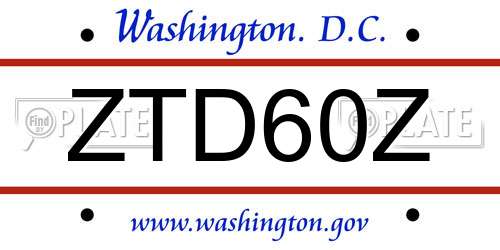 ZTD60Z District Of Columbia License Plate