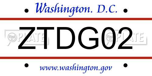 ZTDG02 District Of Columbia License Plate