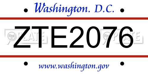 ZTE2076 District Of Columbia License Plate