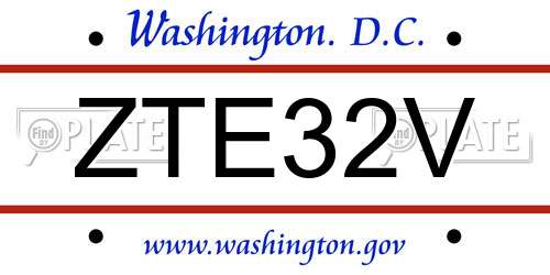 ZTE32V District Of Columbia License Plate