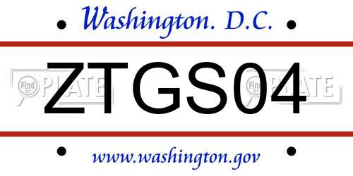 ZTGS04 District Of Columbia License Plate