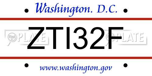 ZTI32F District Of Columbia License Plate