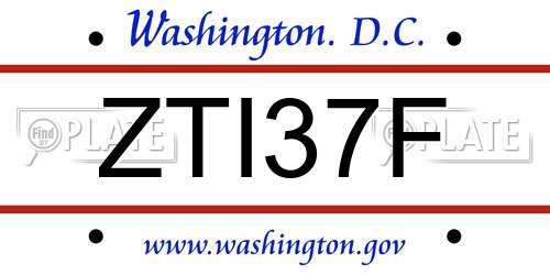 ZTI37F District Of Columbia License Plate
