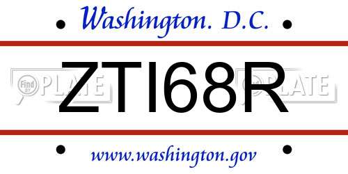 ZTI68R District Of Columbia License Plate