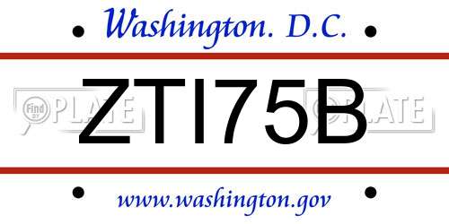 ZTI75B District Of Columbia License Plate