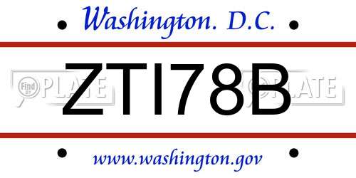 ZTI78B District Of Columbia License Plate