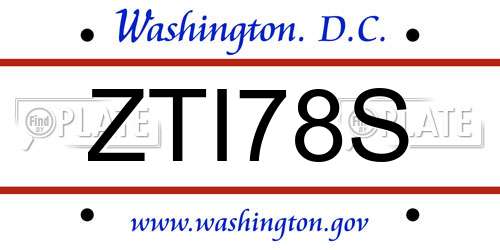 ZTI78S District Of Columbia License Plate