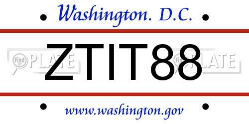 ZTIT88 District Of Columbia License Plate
