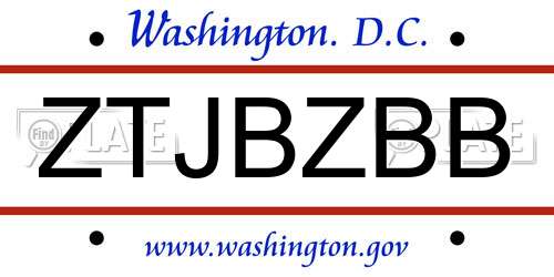 ZTJBZBB District Of Columbia License Plate