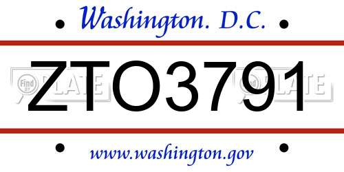 ZTO3791 District Of Columbia License Plate