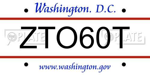 ZTO60T District Of Columbia License Plate