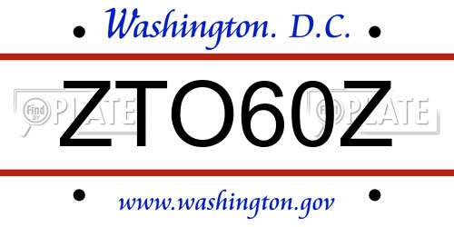 ZTO60Z District Of Columbia License Plate