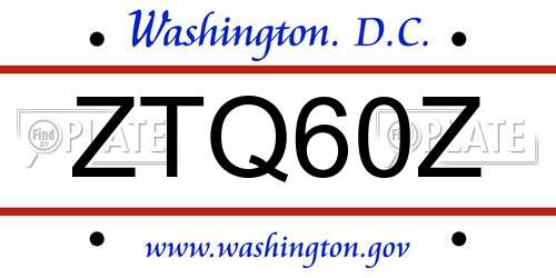 ZTQ60Z District Of Columbia License Plate