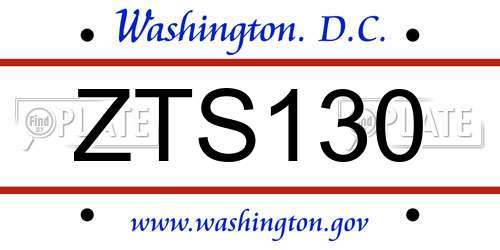 ZTS130 District Of Columbia License Plate