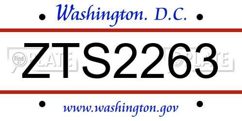 ZTS2263 District Of Columbia License Plate