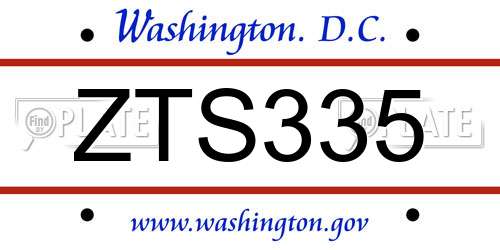 ZTS335 District Of Columbia License Plate