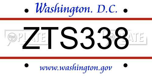 ZTS338 District Of Columbia License Plate