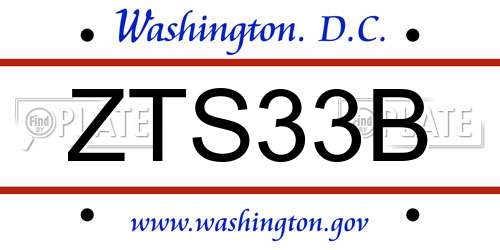 ZTS33B District Of Columbia License Plate