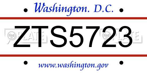 ZTS5723 District Of Columbia License Plate