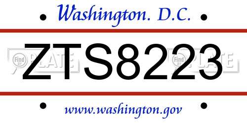 ZTS8223 District Of Columbia License Plate