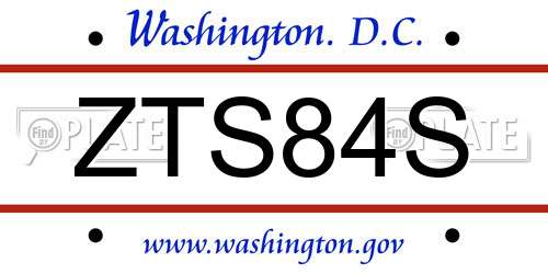 ZTS84S District Of Columbia License Plate