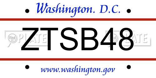 ZTSB48 District Of Columbia License Plate