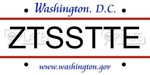 ZTSSTTE District Of Columbia License Plate