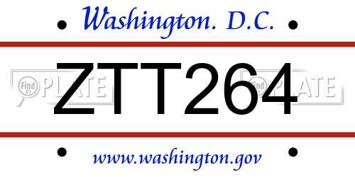 ZTT264 District Of Columbia License Plate