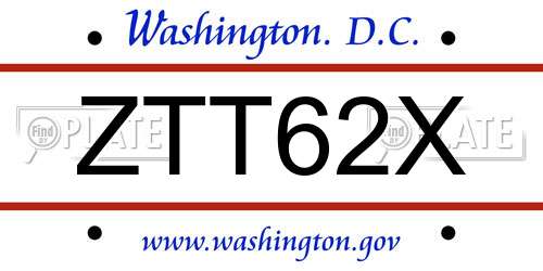 ZTT62X District Of Columbia License Plate