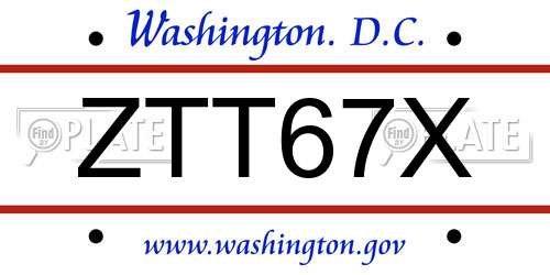 ZTT67X District Of Columbia License Plate