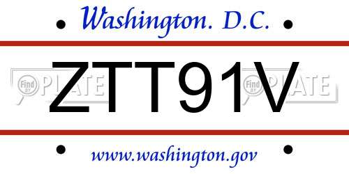 ZTT91V District Of Columbia License Plate