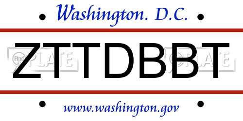 ZTTDBBT District Of Columbia License Plate