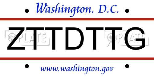ZTTDTTG District Of Columbia License Plate